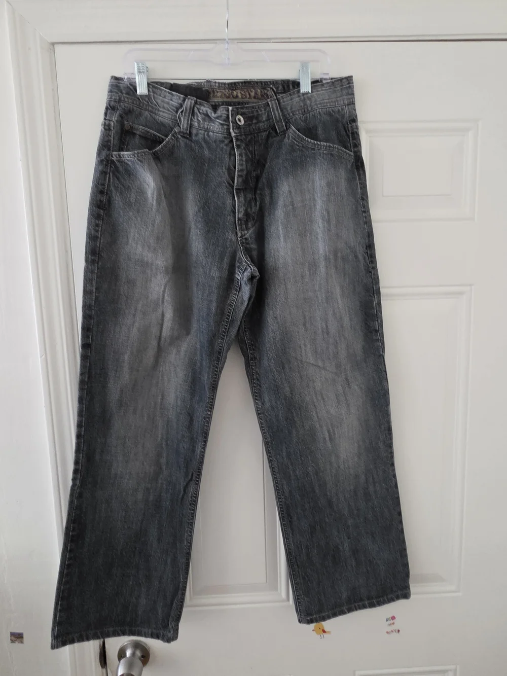 Indigo Men's Washed Gray Straight Jeans